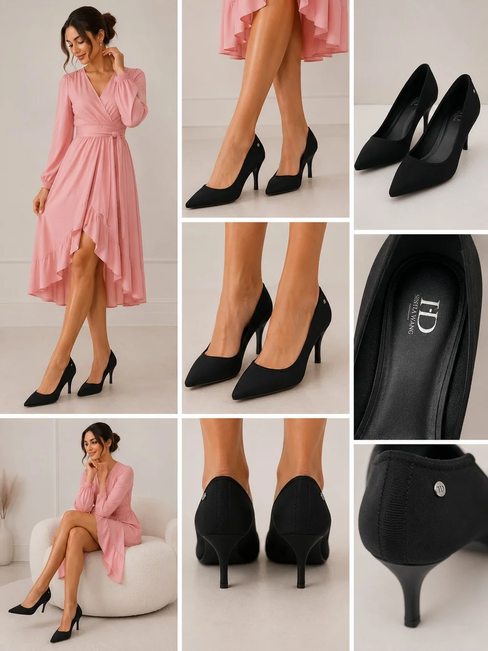 Simply Vera Wang Black Pointed-Toe Mid Heel Pumps for Women